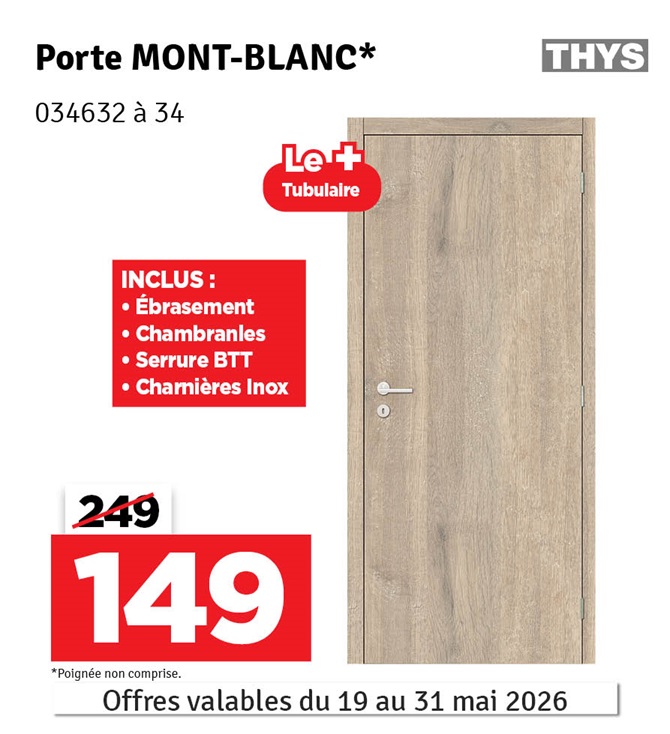 Bloc-porte fini Mont Blanc Vertical beige sable